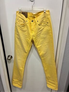 J Brand “ Kane ” Fade Yellow Lemon Denim Pants